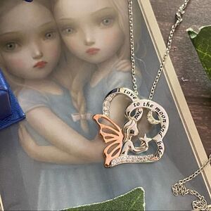 “I Love You To The Moon & Back” Sterling Silver Two-Tone CZ Fairy Girl Necklace
